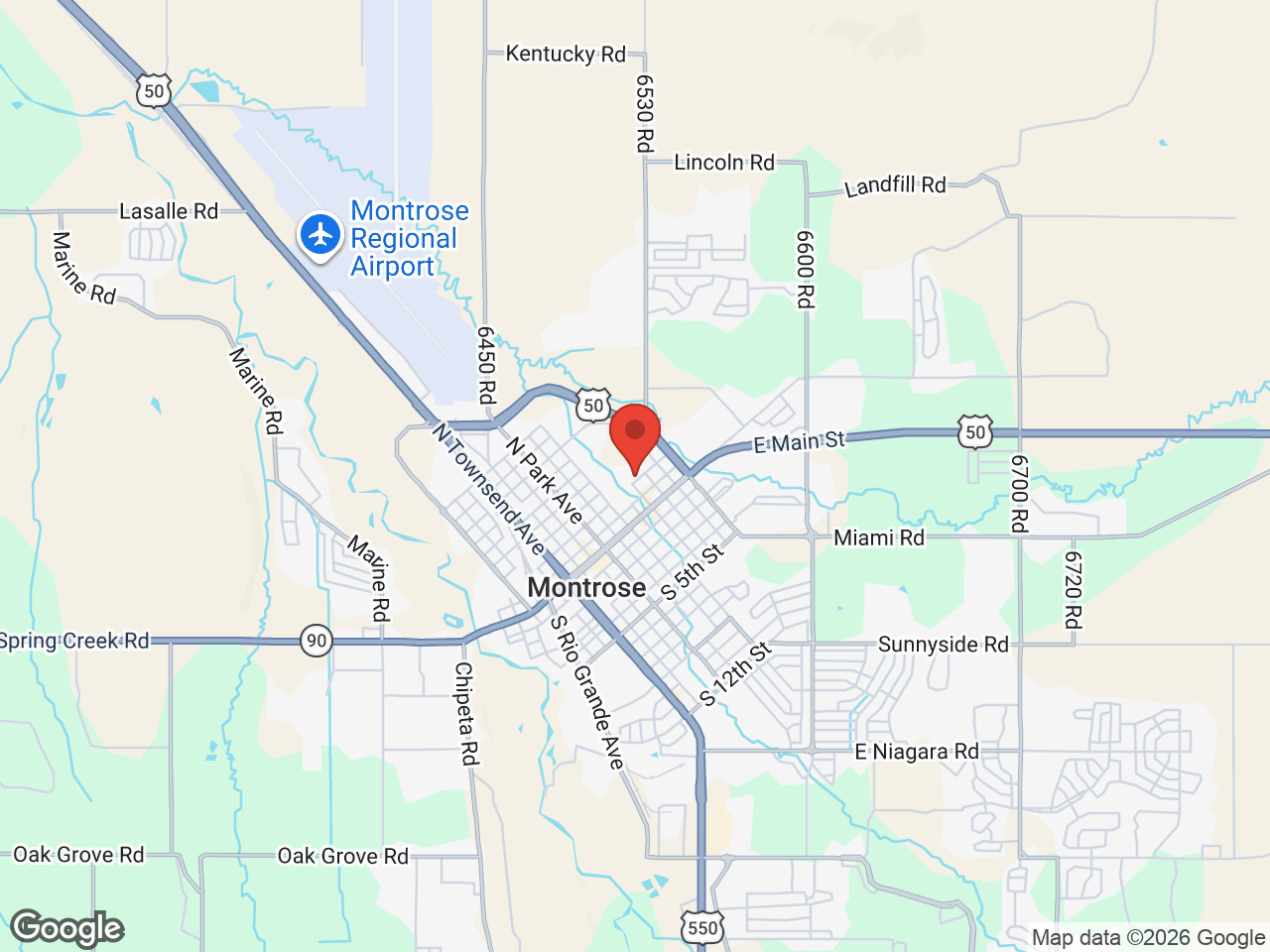 Map showing Montrose County Fairgrounds, Montrose, CO
