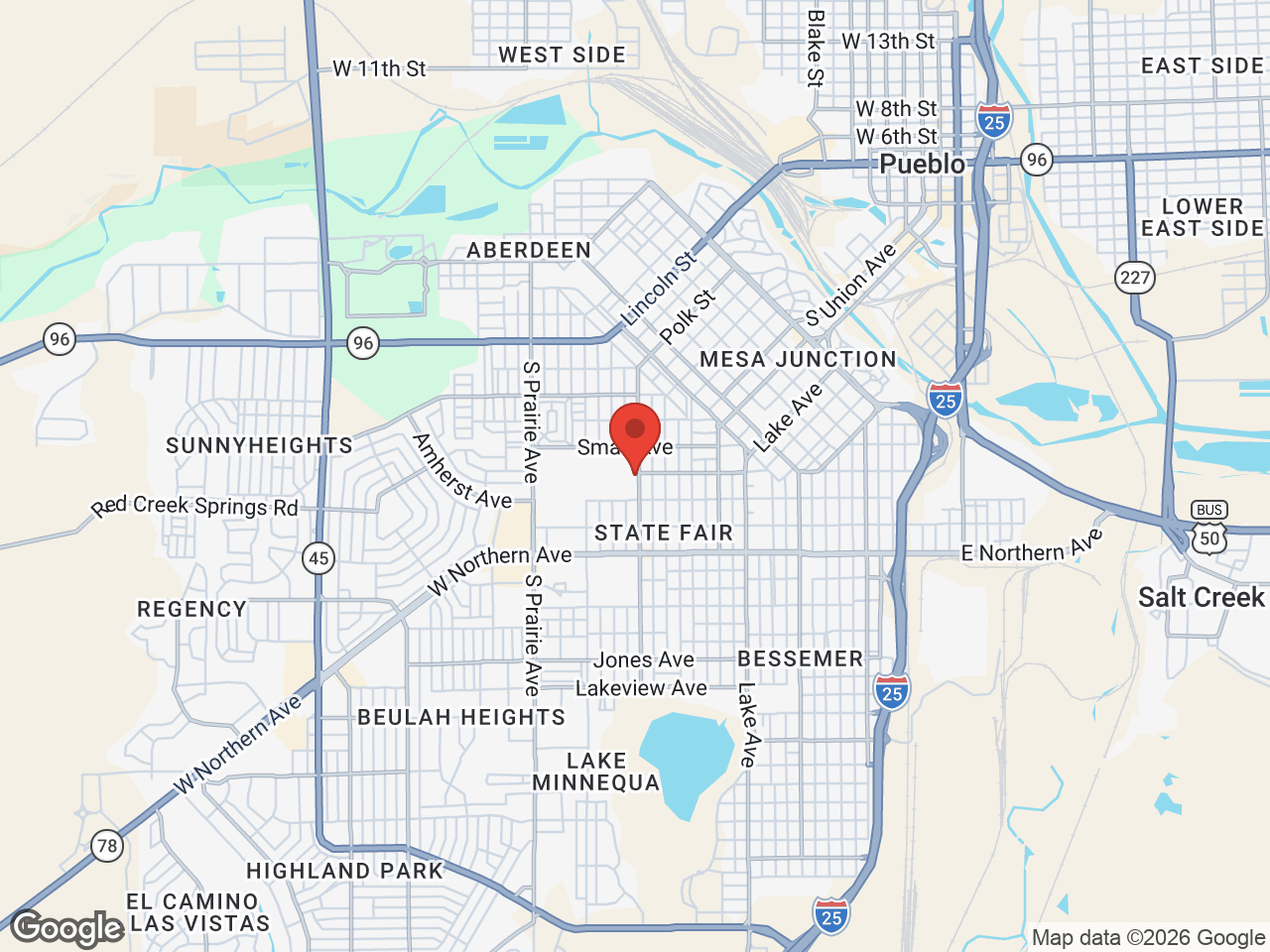 Map showing Colorado State Fairgrounds, Pueblo, CO