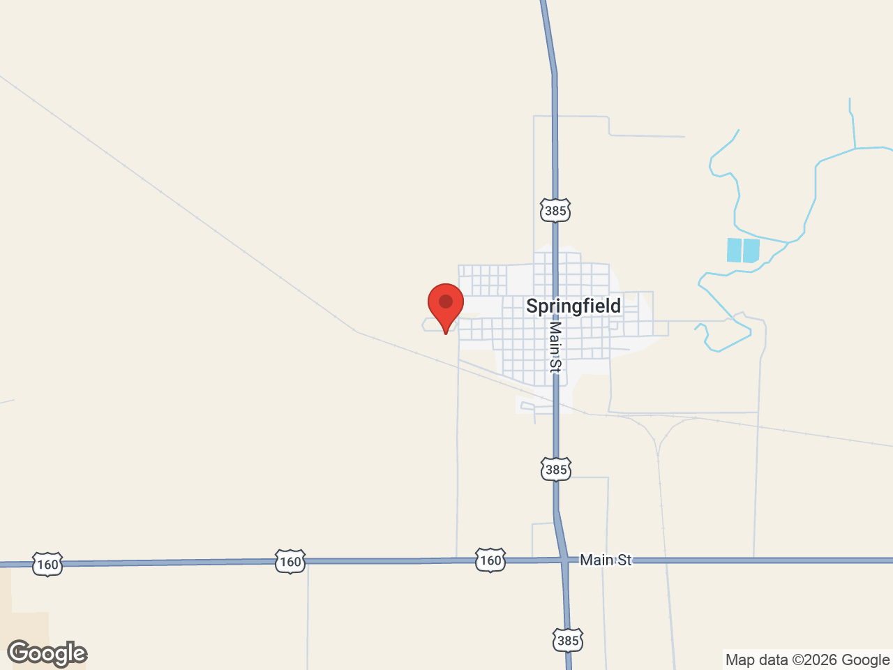 Map showing Baca County Fairgrounds, Springfield, CO